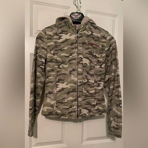 Harley Davidson Women’s Camo Jacket with removable hooded vest size XS